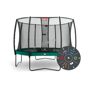 Комплект Батут Berg Elite+ Tatoo 430 cm Green с защитной сеткой T-series