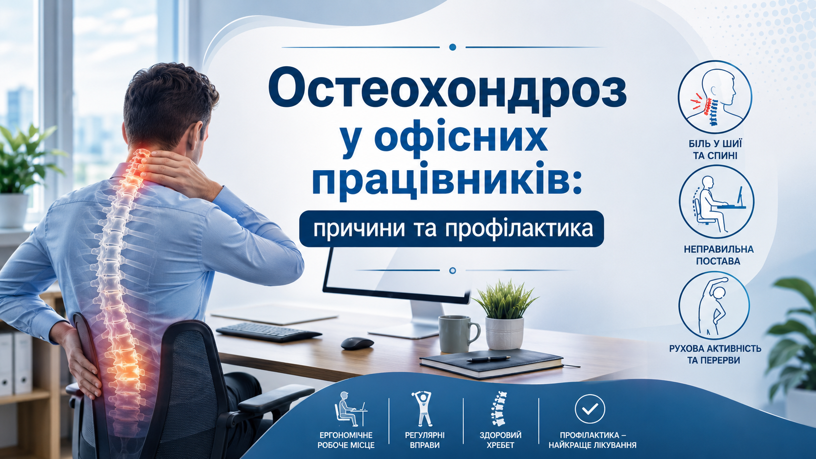 Остеохондроз у офисных работников: причины и профилактика